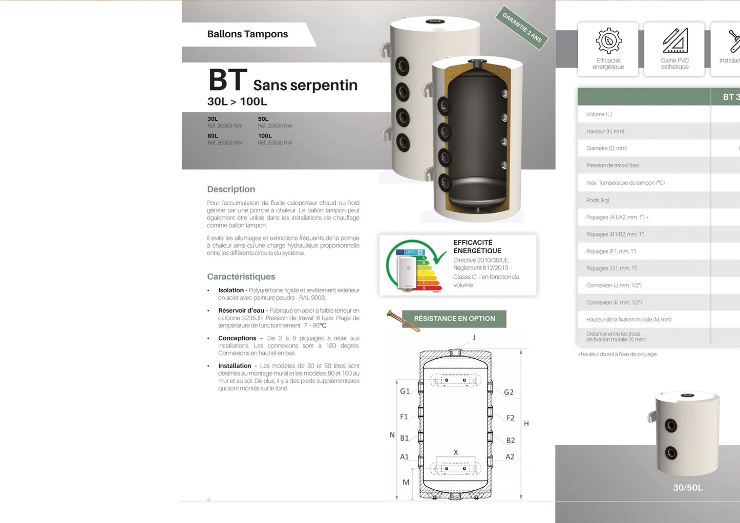 Ballons Thermodynamiques // Ballons Tampons  BT Sans ou avec serpentin dés 299 euros/ 30 a 5000 L sur devis