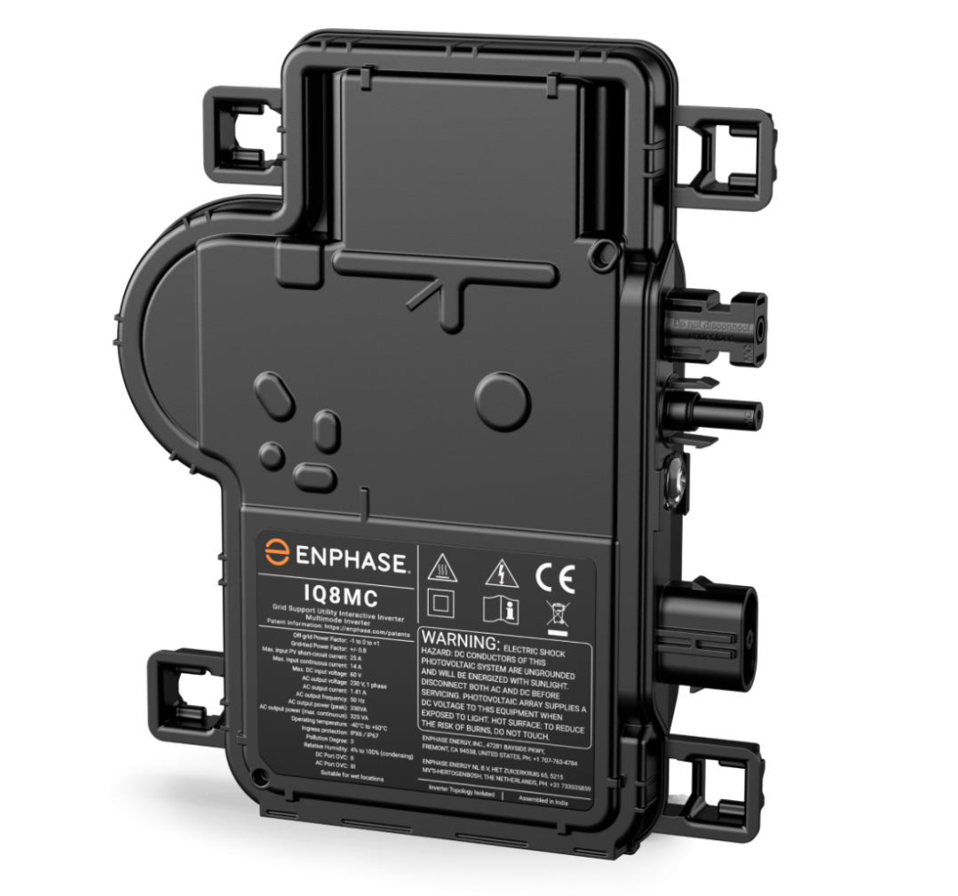 Panneaux ESS complet Meyer Burger & Enphase pour réseau monophasé : 10x Module 390Wp, 10x Micro-onduleur IQ8MC, Batterie 10,5 kWh.   N-type Full Black 390Wp | Micro-onduleur IQ8MC | Monophasé | Batterie 10,5 kWh