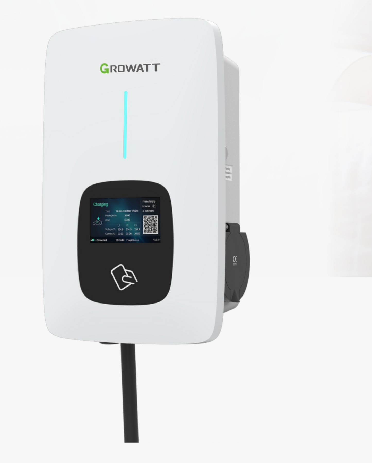 Growatt - THOR 11AS-P-V1 (WIFI) 3 phase | 11kW | App | Plug & Charge | RFID | 5m cable + sont Growatt Compteur Triphasé avec CT